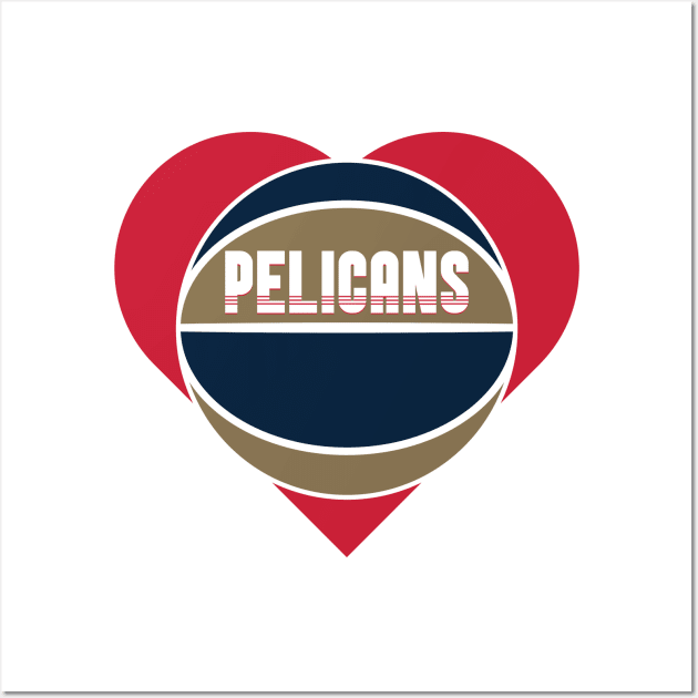 Heart Shaped New Orleans Pelicans Basketball Wall Art by Rad Love